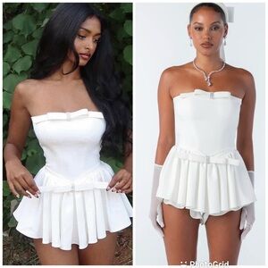 Nana Jacqueline Giselle Bow Romper in White NEW